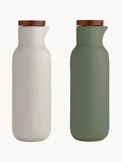 Aceitera y vinagrera de porcelana y madera de acacia Essentials, 2 uds.