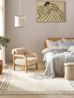 Alfombra artesanal de algodón con flecos Flonn