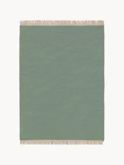 Alfombra artesanal de lana con flecos Liv