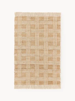 Alfombra artesanal de yute con flecos Almir