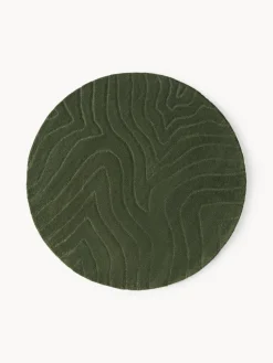 Alfombra artesanal redonda de lana Aaron