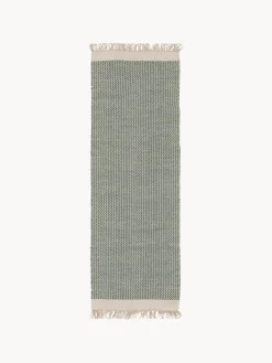 Alfombra corredor artesanal de lana con flecos Kim