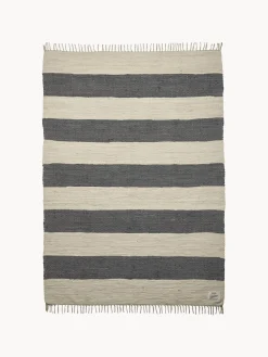 Alfombra corredor artesanal de pelo corto con borlas Chindi, tamaños diferentes