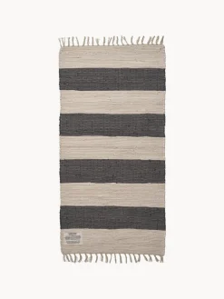 Alfombra corredor artesanal de pelo corto con borlas Chindi, tamaños diferentes