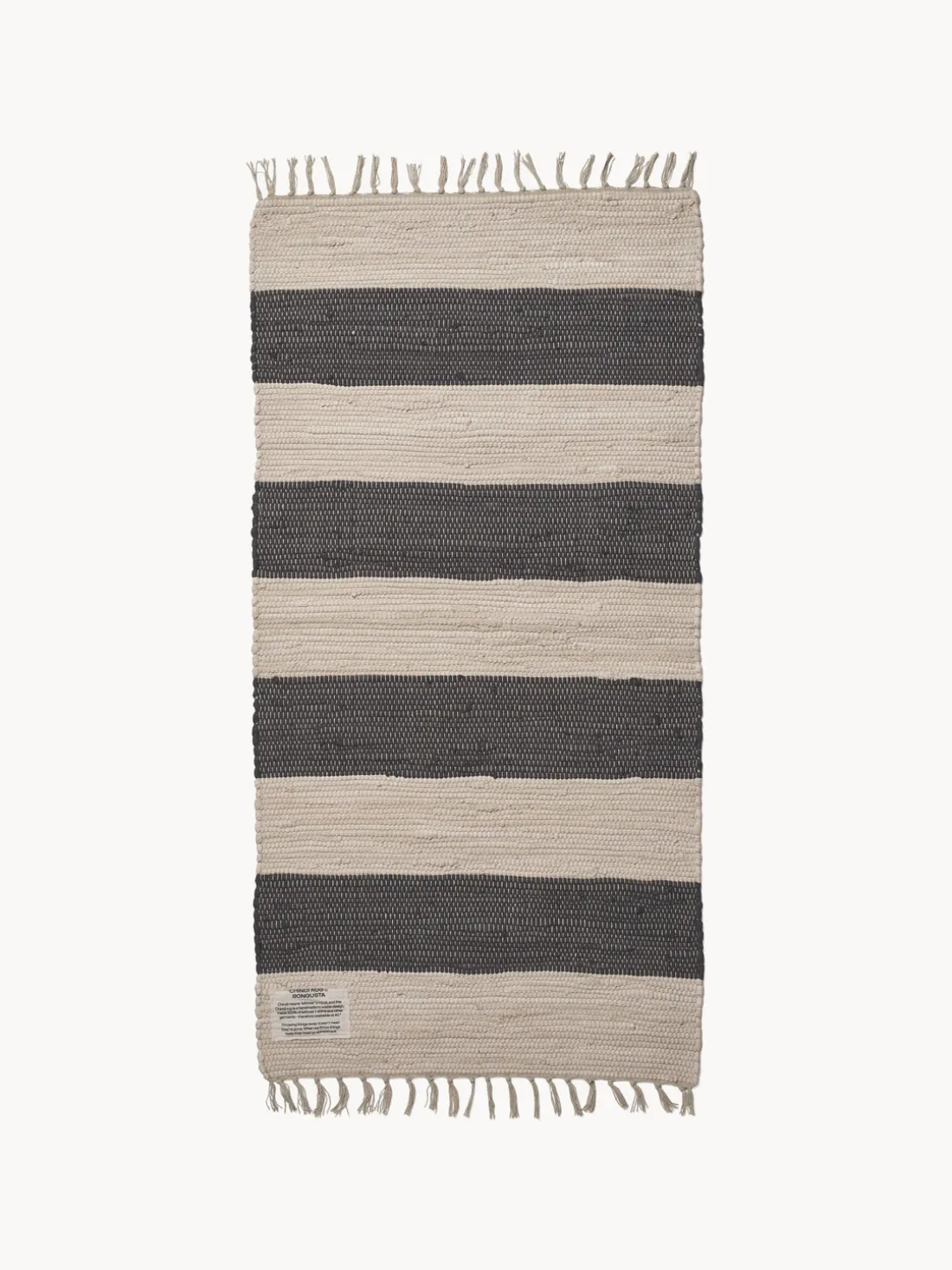 Alfombra corredor artesanal de pelo corto con borlas Chindi, tamaños diferentes