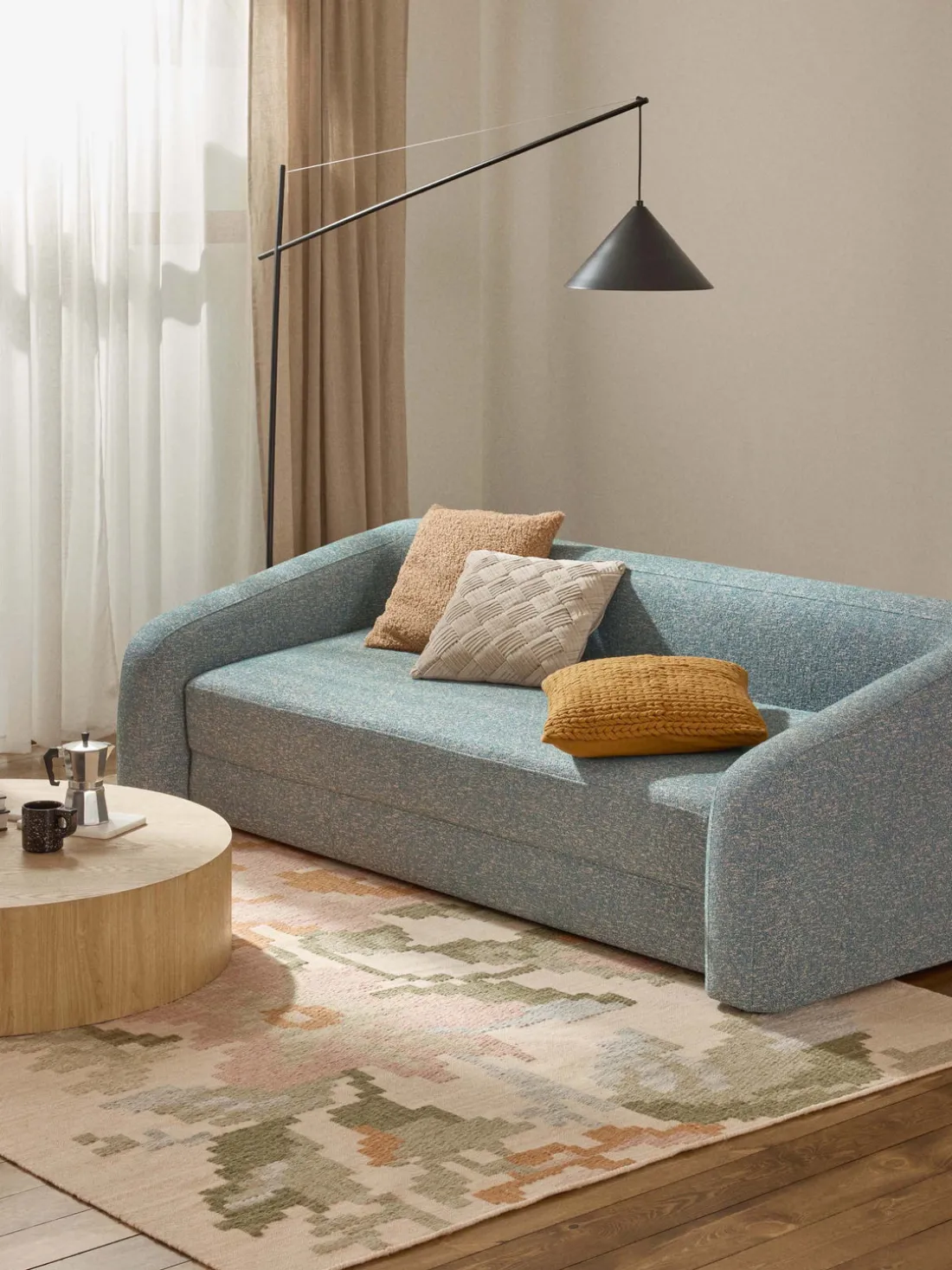 Alfombra de lana con estampado floral Rosha