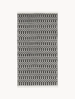 Alfombra exterior artesanal con estampado geométrico Rune