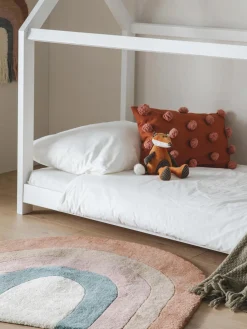 Alfombra infantil artesanal de lana con flecos Rainbow