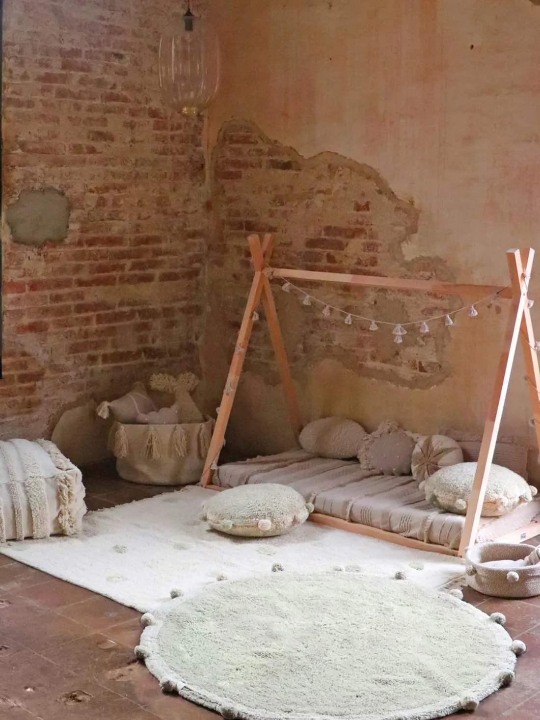 Alfombra infantil artesanal Hippy Dots, lavable