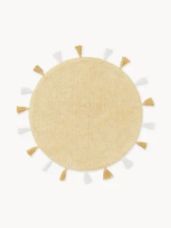 Alfombra infantil redonda artesanal de algodón con borlas Malu