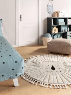 Alfombra infantil redonda texturizada con borlas Momo