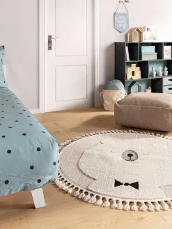 Alfombra infantil redonda texturizada con borlas Momo