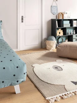 Alfombra infantil texturizada con borlas Momo