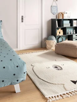 Alfombra infantil texturizada con borlas Momo