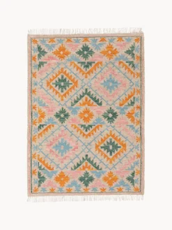 Alfombra kilim artesanal con flecos Zohra