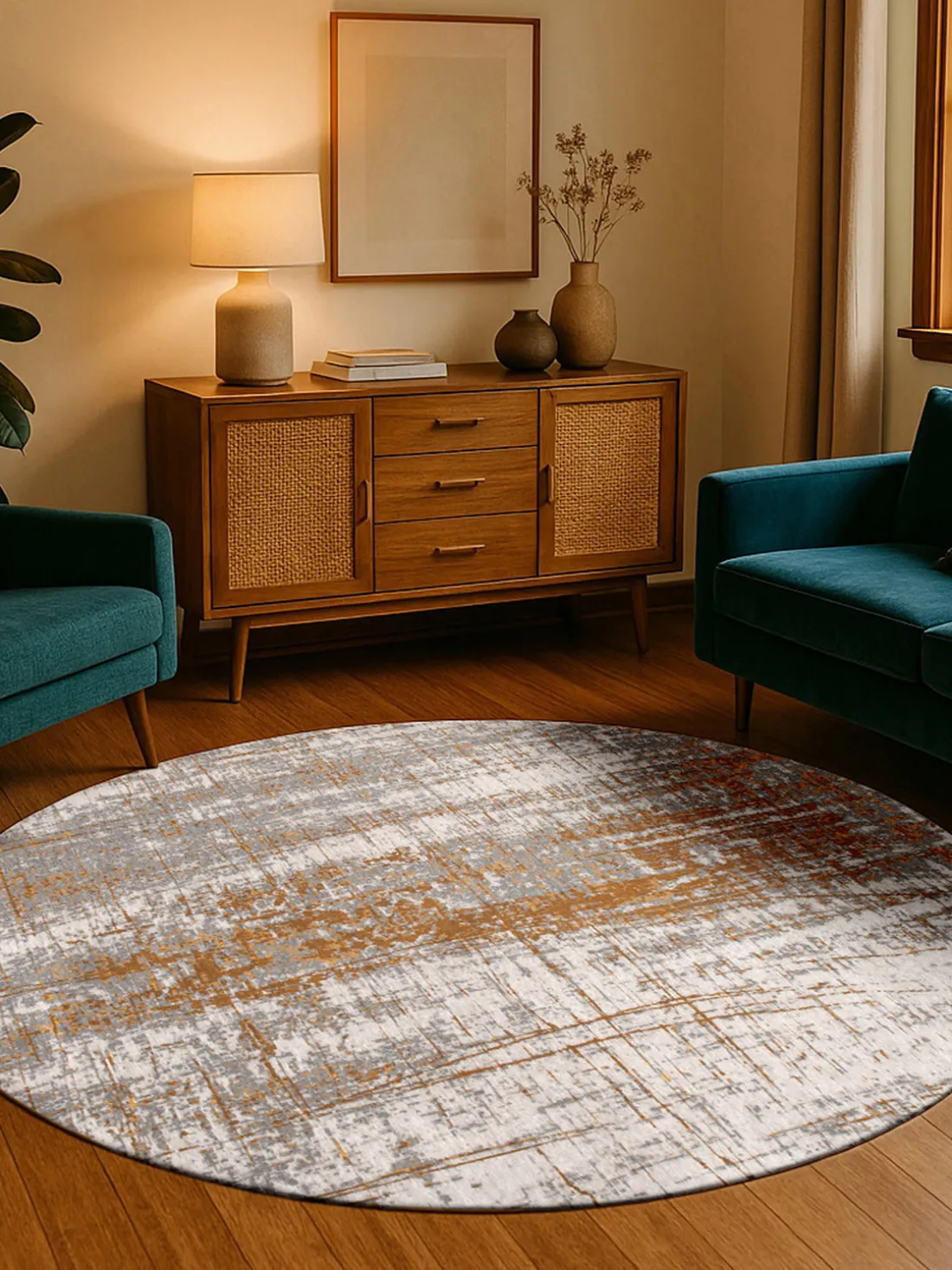 Alfombra redonda de pelo corto Grip