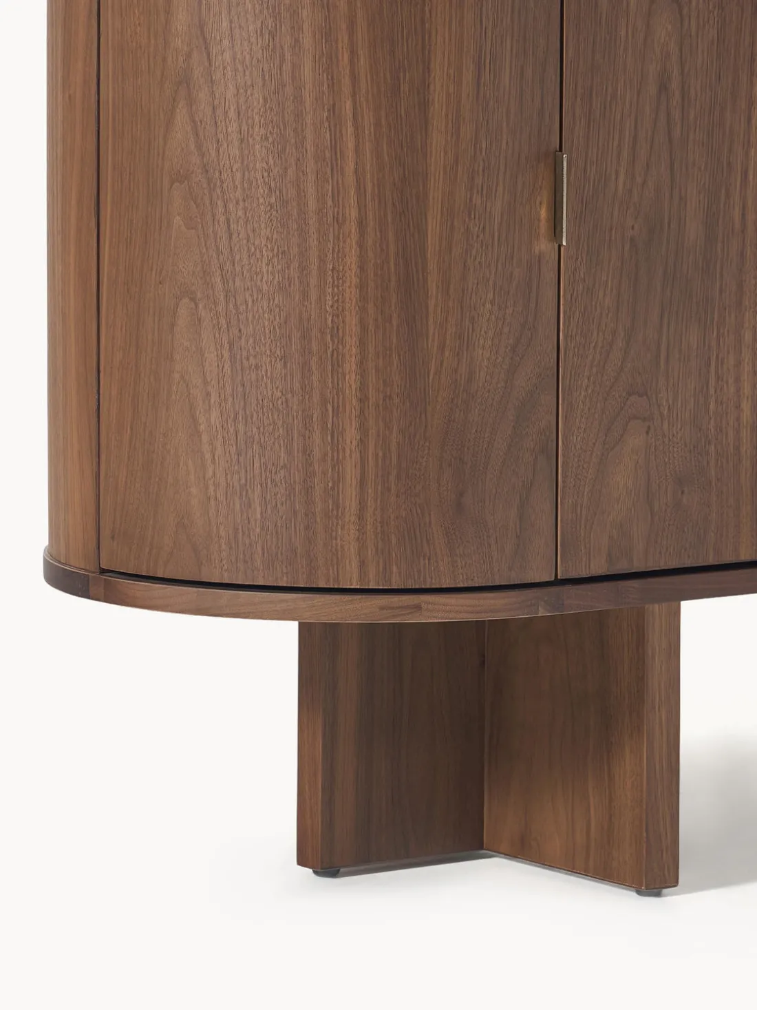 Aparador de madera con esquinas redondeadas y tablero de mármol Zumi