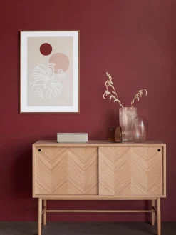 Aparador de madera de roble con diseño en espiga Herringbone