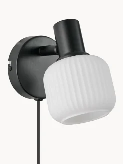 Aplique pequeño de cristal opalino soplado con enchufe Milford Mini