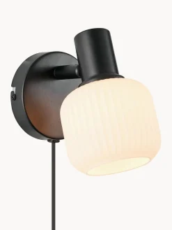 Aplique pequeño de cristal opalino soplado con enchufe Milford Mini