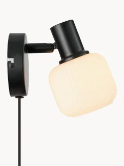 Aplique pequeño de cristal opalino soplado con enchufe Milford Mini