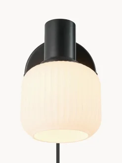 Aplique pequeño de cristal opalino soplado con enchufe Milford Mini