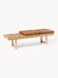 Banco de madera de fresno con asiento de cuero Sora