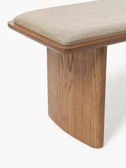 Banco de madera de roble con cojín de asiento Chandler