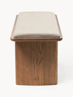 Banco de madera de roble con cojín de asiento Chandler