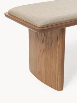 Banco de madera de roble con cojín de asiento Chandler