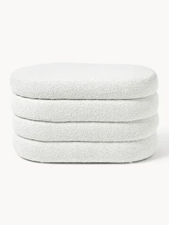 Banco pequeño tapizado en tejido bouclé con espacio de almacenamiento Alto