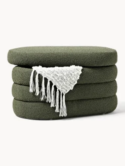 Banco pequeño tapizado en tejido bouclé con espacio de almacenamiento Alto