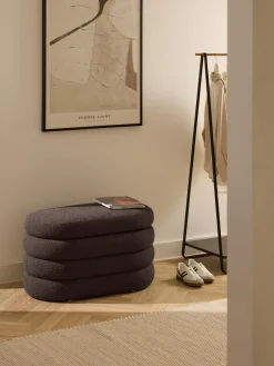 Banco pequeño tapizado en tejido bouclé con espacio de almacenamiento Alto