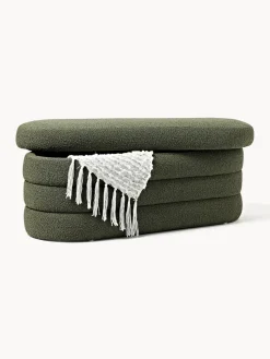 Banco tapizado en tejido bouclé con espacio de almacenaje Alto