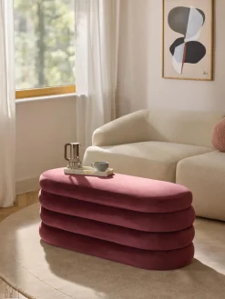 Banco tapizado en terciopelo con espacio de almacenaje Alto