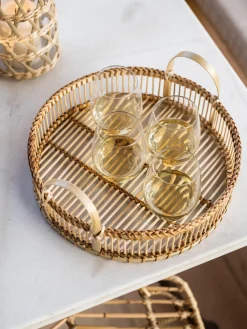 Bandeja decorativa artesanal de bambú Bamb