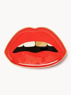 Bandeja decorativa de porcelana con oro Lips