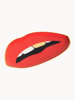 Bandeja decorativa de porcelana con oro Lips