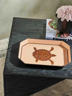 Bandeja decorativa pintada a mano con motivo de tortuga Fauna