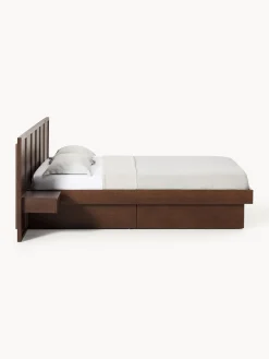 Cama con mesitas de noche y cabecero de madera Nanto