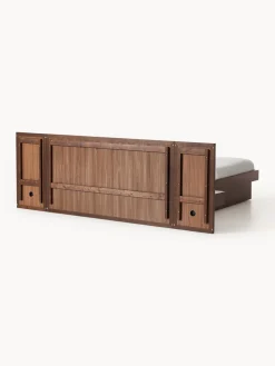 Cama con mesitas de noche y cabecero de madera Nanto