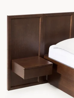 Cama con mesitas de noche y cabecero de madera Nanto