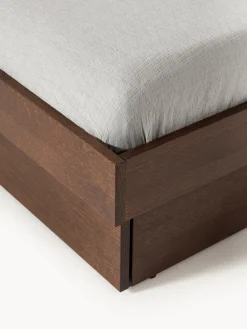 Cama con mesitas de noche y cabecero de madera Nanto