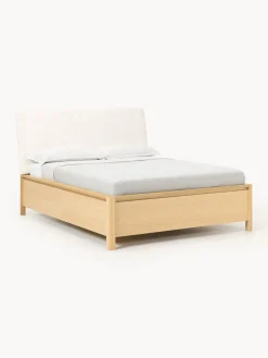 Cama de madera con cabecero tapizado y cajones Santiago