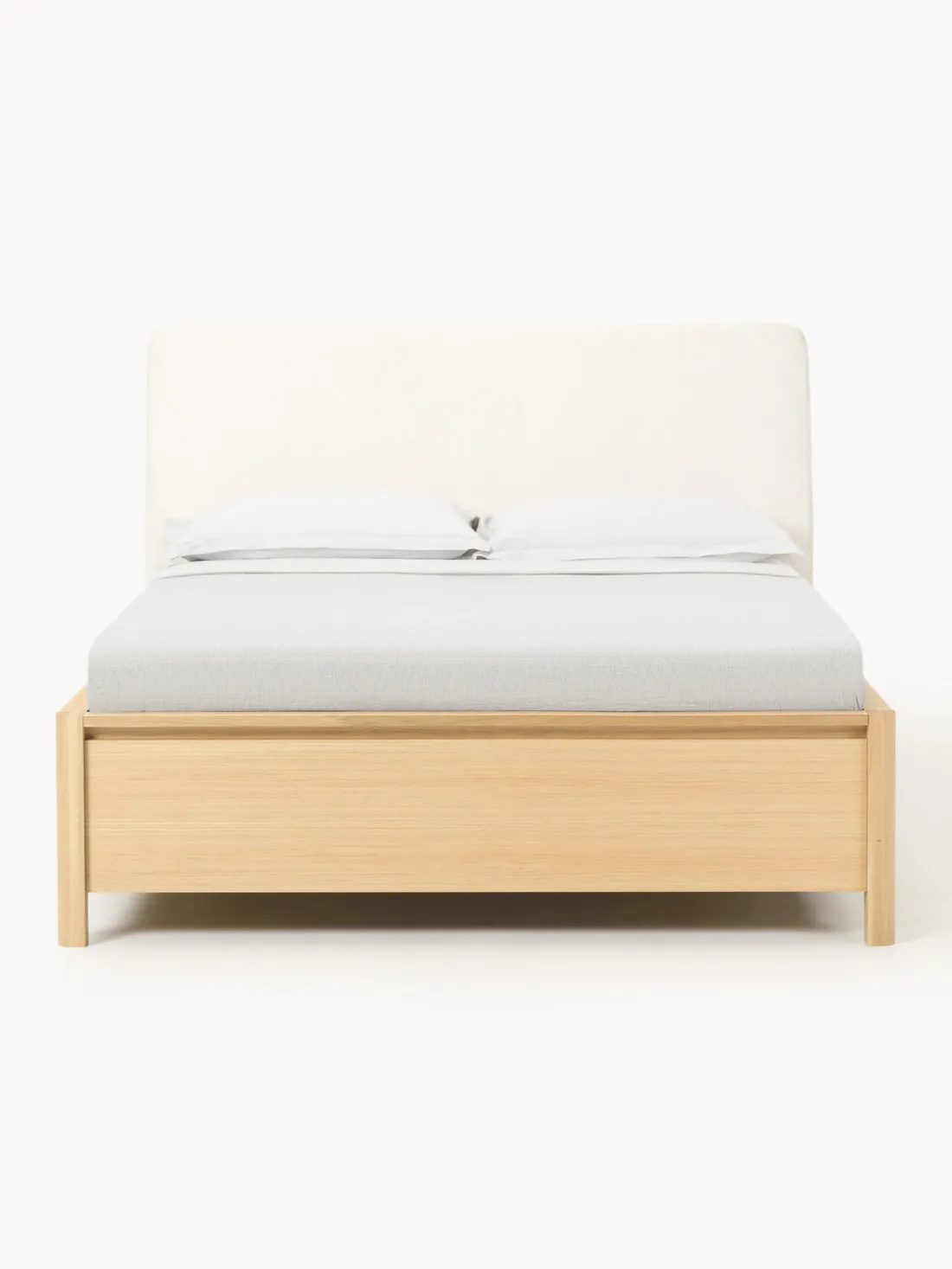 Cama de madera con cabecero tapizado y cajones Santiago