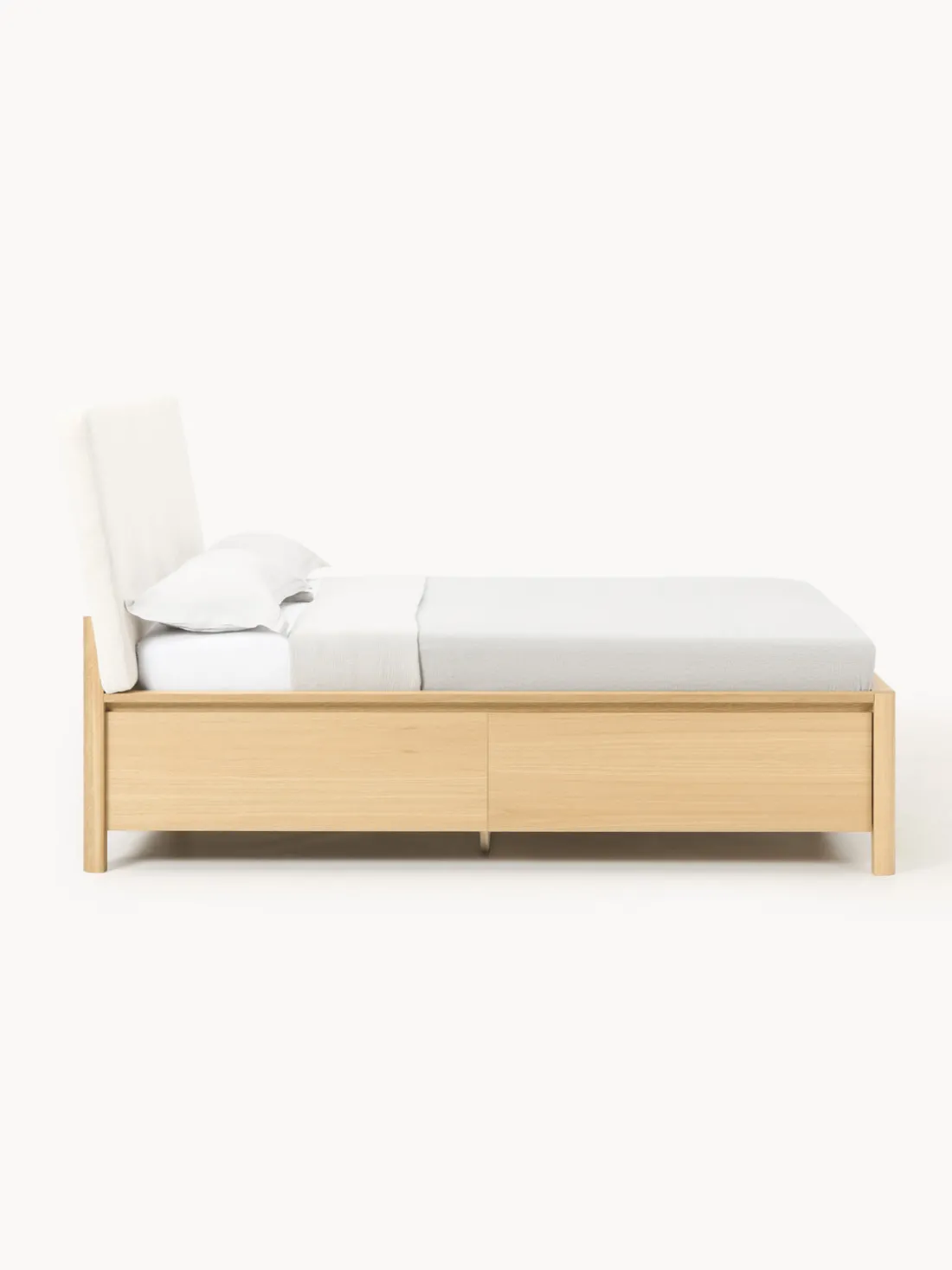 Cama de madera con cabecero tapizado y cajones Santiago