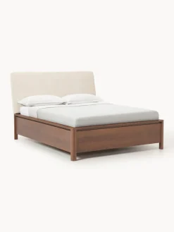 Cama de madera con cabecero tapizado y cajones Santiago