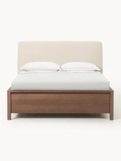 Cama de madera con cabecero tapizado y cajones Santiago