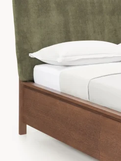 Cama de madera con cabecero tapizado y cajones Santiago