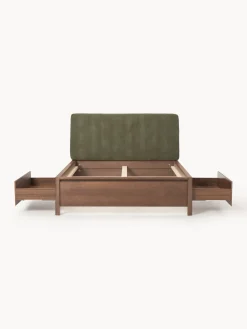 Cama de madera con cabecero tapizado y cajones Santiago